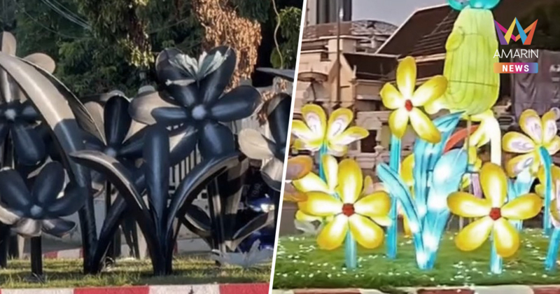 ดรามาสวดยับ เทศบาลนครเชียงใหม่ พ่นสีดำตกแต่งดอกไม้ประดับ งานยี่เป็ง