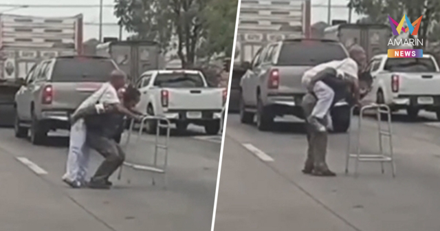 ไวรัลข้ามคืน! แห่ชื่นชมตำรวจบุรีรัมย์ช่วยคนชรา ขี่กุ่งพาข้ามถนน