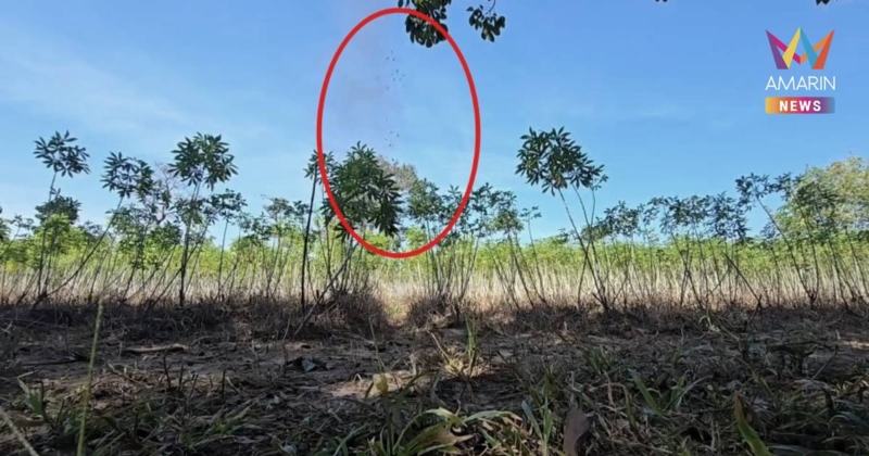 EOD ทำลายจรวดหัวรบ BM 21 ในไร่มันสำปะหลังบ้านห้วยแก้วดังสนั่น