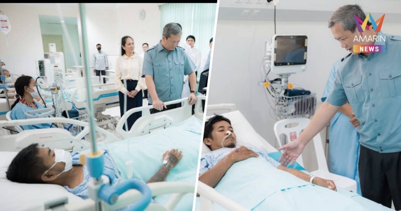 "ฮุน มาเนต"พร้อมภริยาเยี่ยมชาวเขมรบาดเจ็บเหตุถูกยิงที่หมู่บ้านเปรยจัน