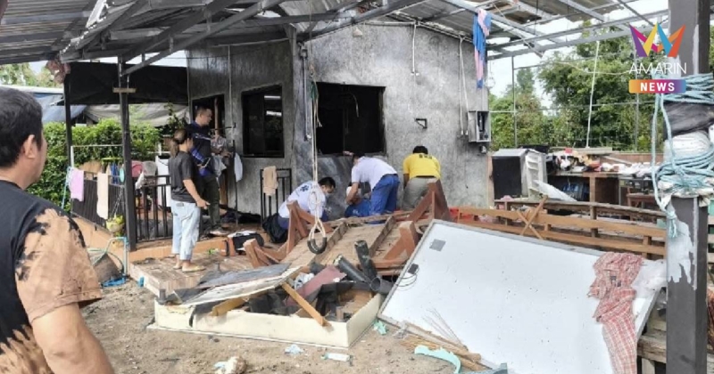 เจียรเหล็กในบ้าน ประกายไฟพุ่งตกใส่ชุดแบตเตอรี่สำรองไฟระเบิดสนั่น
