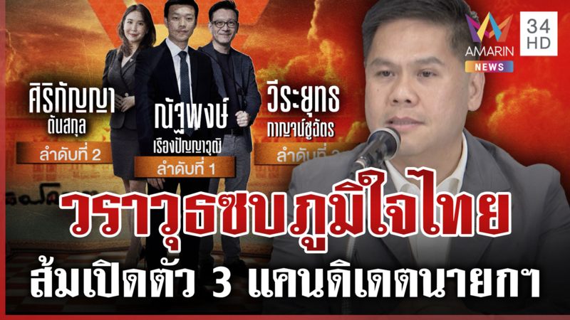 "วราวุธ" ขน สส.ซบภูมิใจไทย ขณะที่พรรคส้มเปิดตัว 3 แคนดิเดตนายกฯ