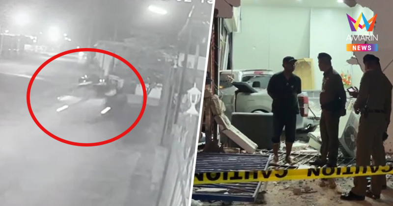 วงจรปิดจับภาพชัด! พ่อค้ายาซิ่งหนี ตำรวจใจเด็ด กระโดดเกาะท้ายกระบะ