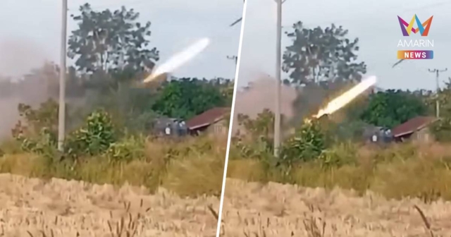 เปิดภาพทหารเขมรใช้บ้านเรือนในจ.อุดรมีชัย ยิงจรวดหลายลำกล้องไปภูมะเขือ