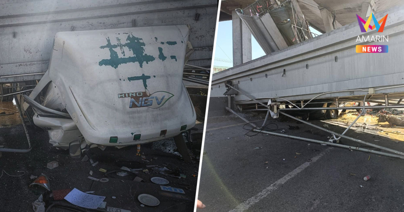 ด่วน! สะพานลอยบางนา-ตราด กม.34ถล่มทับรถยับ มีคนติดภายใน-ก๊าซรั่วตอนนี้