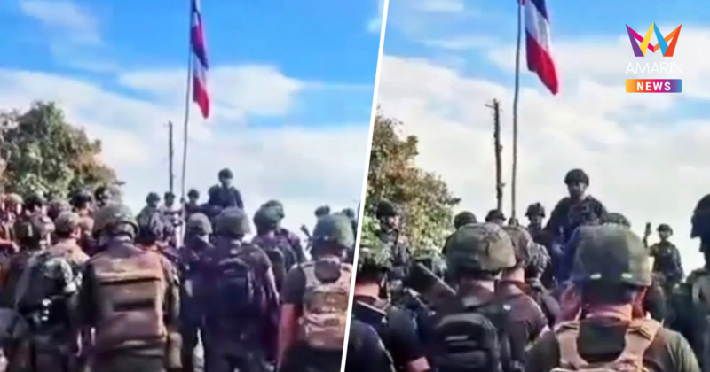 เปิดภาพชัดๆ ทหารไทยปักธงชาติ ยึด เนิน225 สุรินทร์สำเร็จ