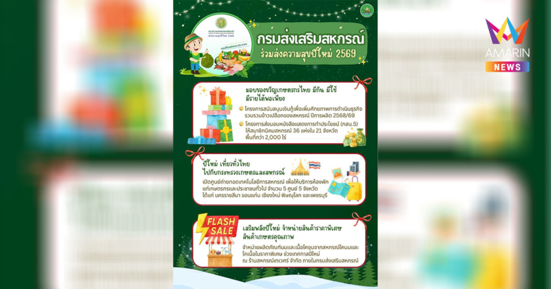 กรมส่งเสริมสหกรณ์ มอบของขวัญปีใหม่ 2569 ดัน 4 โครงการปันความสุขเกษตรกร