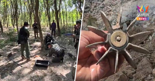 EOD เร่งเก็บกู้กระสุนปืนใหญ่ตกเกลื่อนสวนยางพบแล้วกว่า 40 จุด