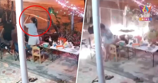 นาที! พลุปีใหม่หวิดตกระเบิดใส่หัว