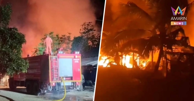 ระทึก! ไฟไหม้บ้านเรือน ก่อนลุกลามโกดังอะไหล่รถ เสียหายกว่า 2 ล้านบาท