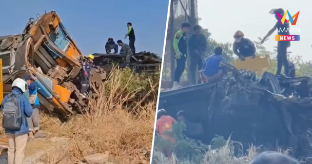 เครนรถไฟรางคู่ถล่มทับ ขบวนด่วนพิเศษ21 บาดเจ็บพุ่ง30 สังเวยคาโบกี้ 5ราย