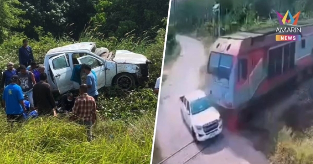 รถไฟสายปาดังฯชนกระบะ ตาย 1 เจ็บ 1