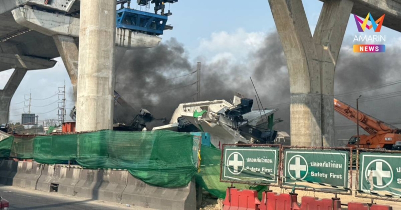 คนเห็นเหตุการณ์ เล่านาทีไฟไหม้จุดรื้อเครนถล่มทับกระบะพระราม 2