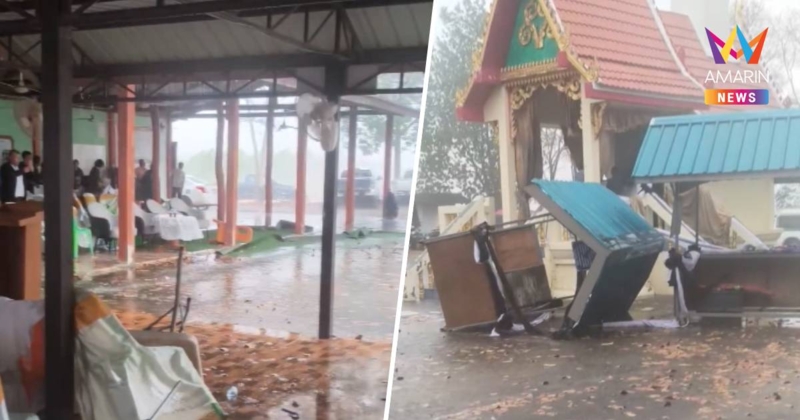 พายุฤดูร้อนพัดกระหน่ำงานศพที่อ.ครบุรี โคราช