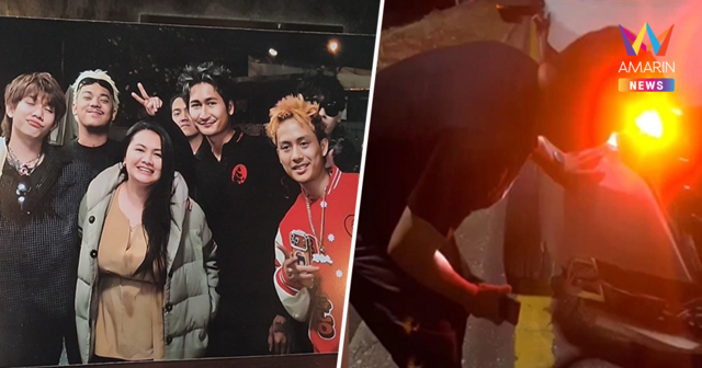 วินาทีชีวิต! แร็ปเปอร์ดังเฉียดตาย รถตู้หวิดคว่ำ หลังพุ่งชนเสาไฟล้มขวาง