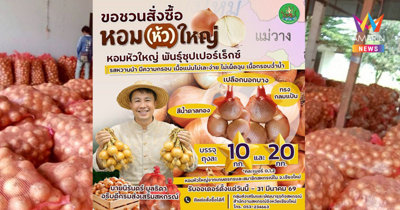 กรมส่งเสริมสหกรณ์ เตรียมเชื่อมเครือข่ายสหกรณ์ทั่วไทยระบาย "หอมหัวใหญ่"