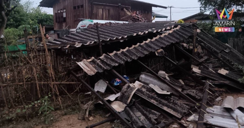 พายุถล่ม! อ.แม่สะเรียง เกิดพายุฝนลูกเห็บตกถล่มซ้ำ เสียหายกว่า 90 หลัง