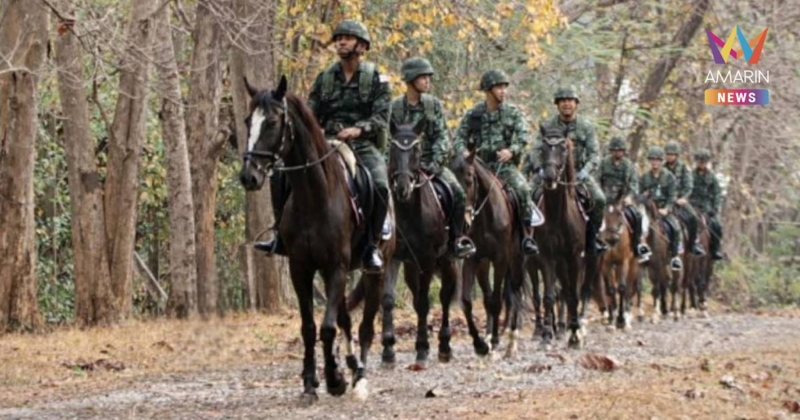 ทหารขี่ม้าลุยลาดตระเวน รอบห้วยตึงเฒ่า ตรวจแนวกันไฟ สกัดไฟป่า - ฝุ่น