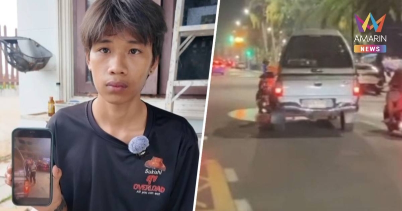 พัทยาเดือด! ล่าชายเครื่องแบบทหารครึ่งท่อน ซิ่งกระบะชนแหลก-ต่อยไรเดอร์