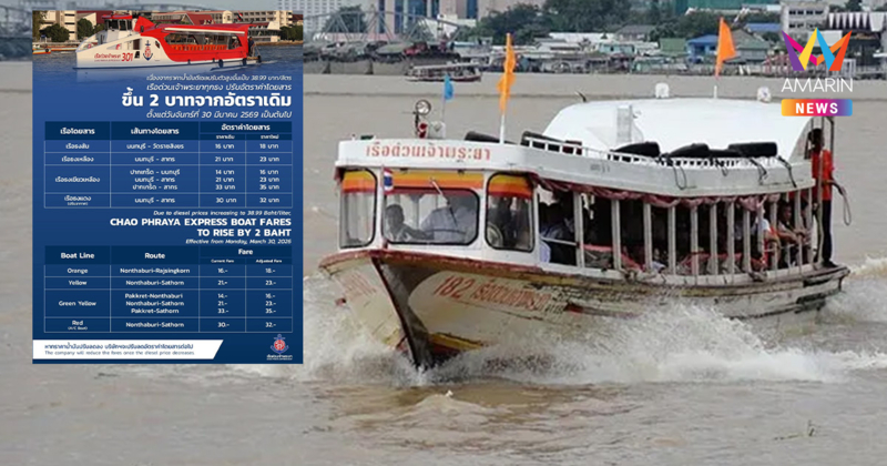 อั้นไม่ไหว! เรือด่วนเจ้าพระยาขึ้นค่าโดยสาร 2 บาท เริ่ม 30 มี.ค. นี้