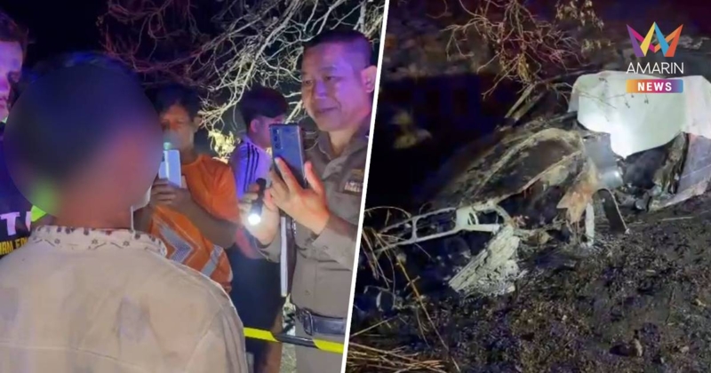 BMW พุ่งอัดก๊อปปี้ไฟท่วมคลอกดับคาซาก1 ศพ เจ้าของแผลโชก แต่ยันไม่ได้ขับ