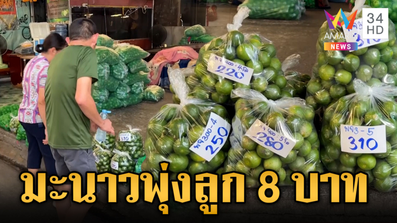 พิษน้ำมันแพงมะนาวพุ่งราคาลูกละ 8 บาท