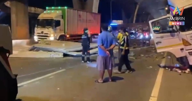 ระทึก! 18 ล้อหลับใน เทกระจาด 