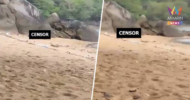 โจ๋งครึ่มกมลา! คู่รักต่างชาติเริงรักยามเช้า โชว์โขดหินริมทะเล