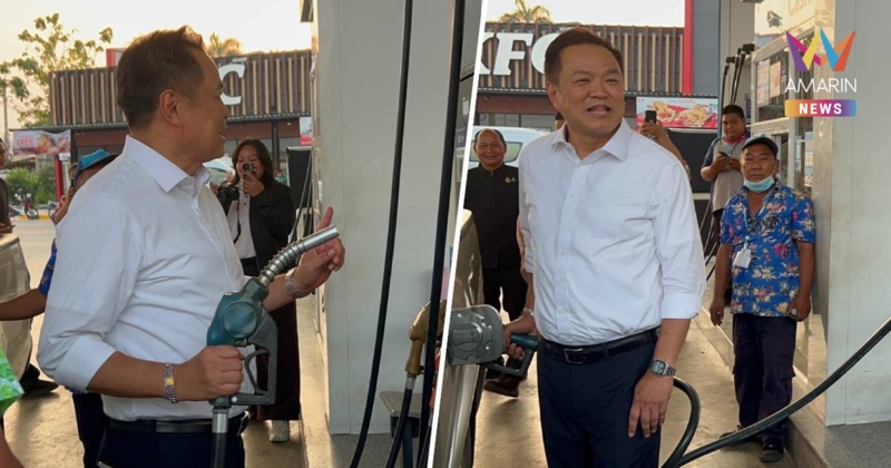 นายกฯ สุ่มตรวจปั๊มสุโขทัย สวมบทเด็กปั๊มเติมดีเซลให้ชาวบ้าน