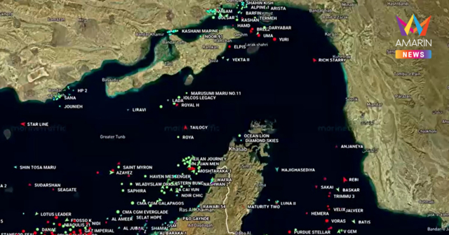เปิดภาพนาที เรือปตท.ของไทย บรรทุกน้ำมันเต็มลำผ่านช่องแคบฮอร์มุซ