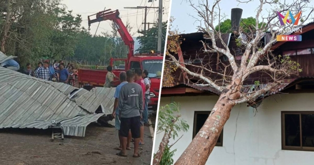พายุฤดูร้อนพัดถล่ม 7 อำเภอ จ.นครพนม บ้านเรือนพังเสียหายเกือบ 500 หลัง