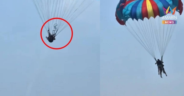 นาทีชีวิต! เชือกร่มลากภูเก็ตขาด นทท.ร่วงตกกลางทะเลภูเก็ต