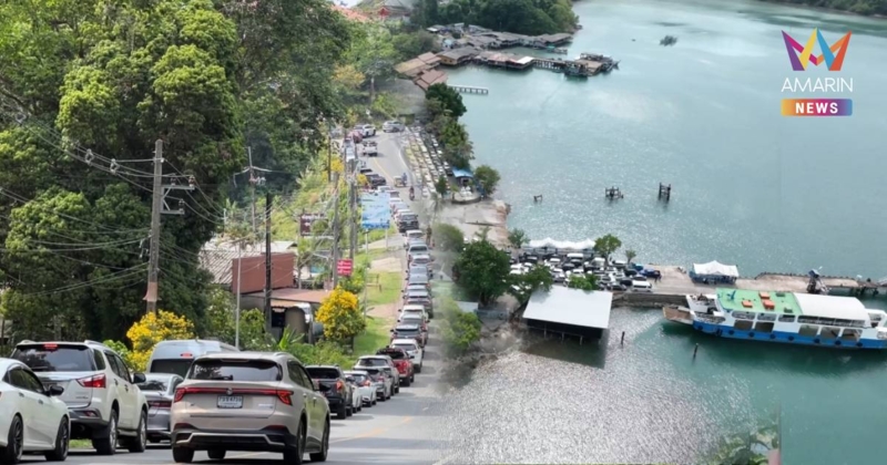 เกาะช้างแตก! ทุบสถิติรถติดรอลงเรือยาวกว่า 5 กม.นทท.แห่กลับฝั่งหนาตา