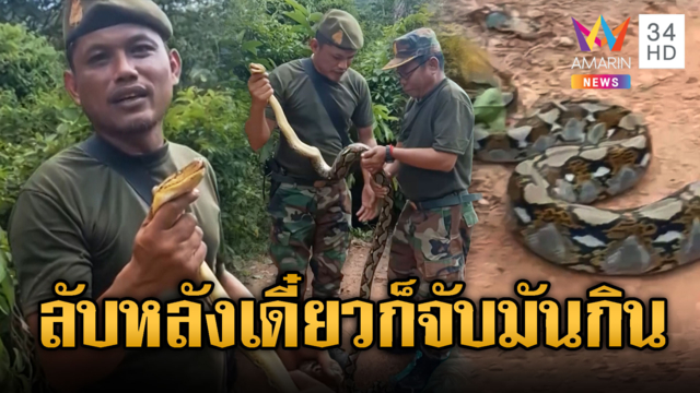ทหารเขมรจับเหลือม ไม่กินแต่ทำคอนเทนต์ปล่อย