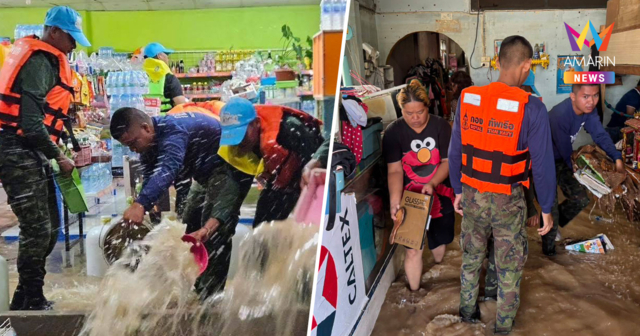 ทหารเรือช่วยอพยพด่วน 260 ครัวเรือนอ่าวลึก หนีน้ำท่วมทะลักกลางดึก