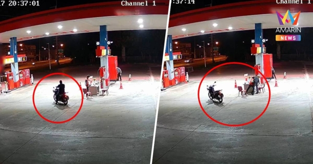 อุกอาจ! โจรฉายเดี่ยวบุกปั๊มน้ำมัน จี้ชิงเงินกว่าแสนบาทเผ่นหนีลอยนวล