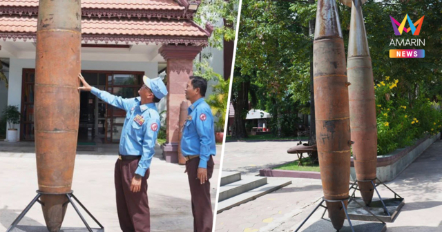 กัมพูชาโชว์ซากระเบิดยักษ์ MK-84 หนักเกือบตัน อ้างหล่นจาก F-16 ไทย