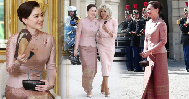 พระราชินีทรงฉลองพระองค์ชุดไทยอมรินทร์ประยุกต์ เคียงคู่กระเป๋าย่านลิเภา