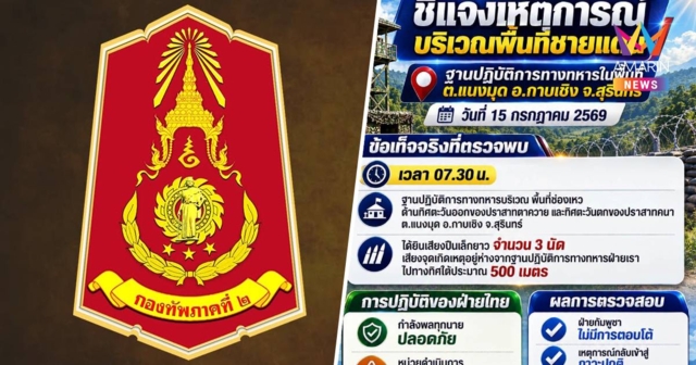ทภ.2 แจง เสียงปืนดังชายแดนสุรินทร์  ไทยยิงเตือน 5 นัด