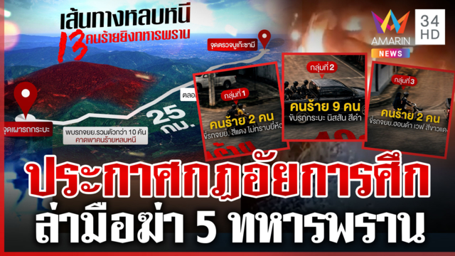 เข้มชายแดนใต้! กฎอัยการศึกคุมนราธิวาส ล่าคนร้ายฆ่า 5 ทหารพราน