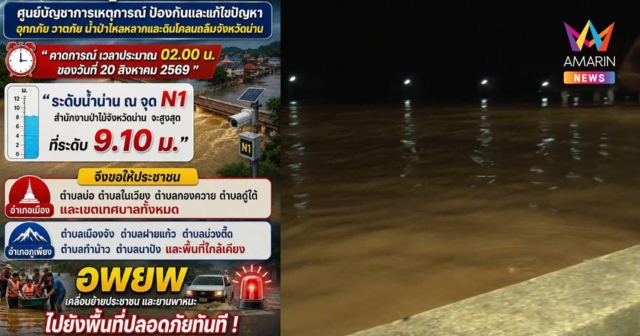 ด่วน! สั่งอพยพชาว อ.เมือง-ภูเพียง คาดตี 2 คืนนี้น้ำทะลักสูง 9.10 เมตร