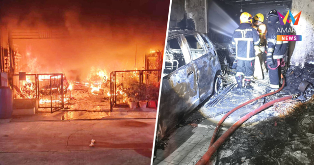 ชาร์จจักรยานไฟฟ้าลัดวงจร เพลิงลามวอดเก๋ง 2 คัน-บ้านพักย่านนวมินทร์42