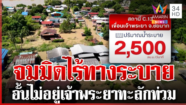 เปิดภาพมุมสูงสรรพยาชัยนาท วิกฤตเมืองจมน้ำไร้ทางระบาย