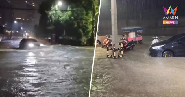 ศรีราชาอ่วม! ฝนถล่มหนัก 2 ชม. ท่วมขังหน้าเกาะลอย-ถนนเก้ากิโล รถติดขัด