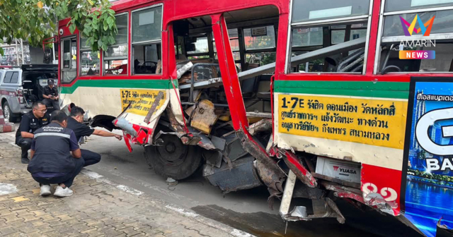 ขส.นนท์ เผยสาเหตุรถเมล์สาย 1-7E พุ่งชนแบริเออร์ทางด่วน ไม่ใช่ยางระเบิด