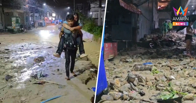 เปิดภาพความเสียหาย “ป่าตอง” จ.ภูเก็ต หลังฝนถล่มหนักจนเกิดน้ำป่า