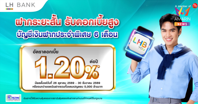 LH Bank ออกเงินฝากประจำพิเศษระยะสั้น 6 เดือน รับดอกเบี้ย 1.20% ต่อปี
