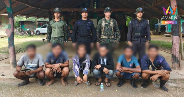 กองทัพเรือ จับกุมชาวกัมพูชาลักลอบเข้าเมือง 6 ราย ลอบข้ามแดนเข้าไทย