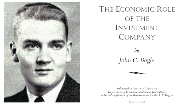 ปี ค.ศ. 1951 จอห์น ซี. โบเกิล ศึกษาวิทยานิพนธ์ที่มีชื่อว่า The Economic Role of the Investment Company