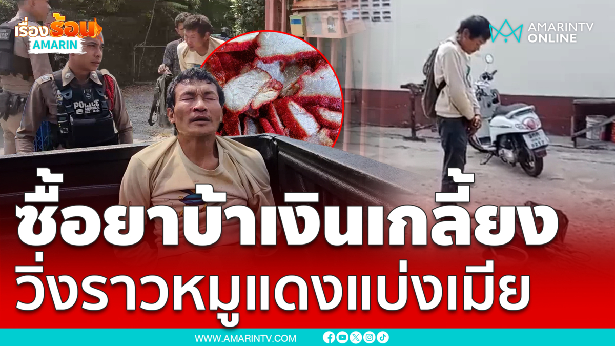 หนุ่มเสพยาบ้าจนเงินหมดวิ่งราวหมูแดงไปแบ่งเมีย